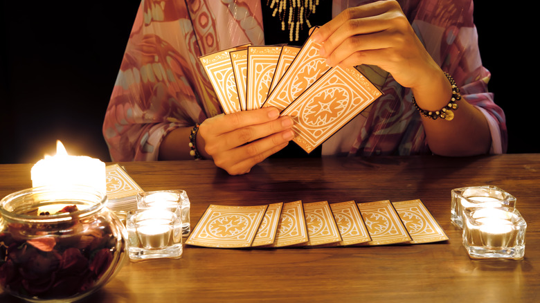 Tarot card reader with cards