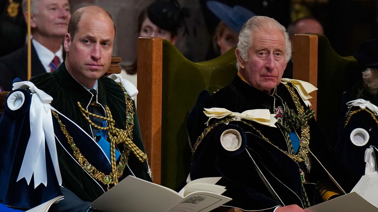 Prince William and King Charles draped in robes during service