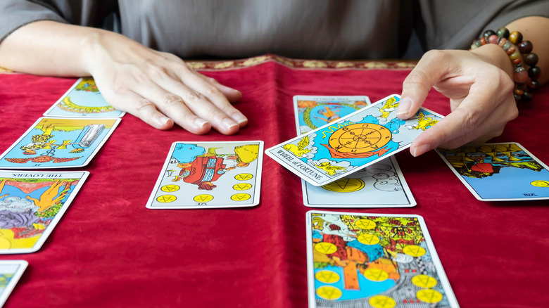 Person reading tarot cards