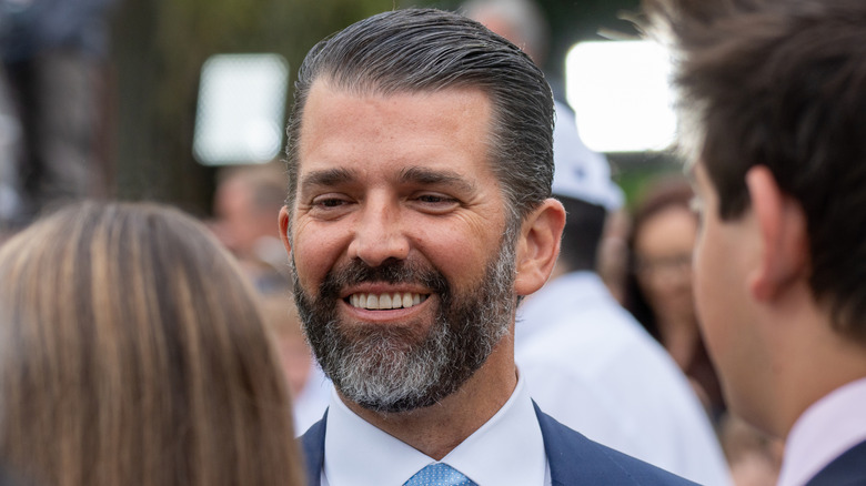 Donald Trump Jr. smiles at the White House Easter Egg Roll in Washington, D.C. on April 21 2025 (2025)