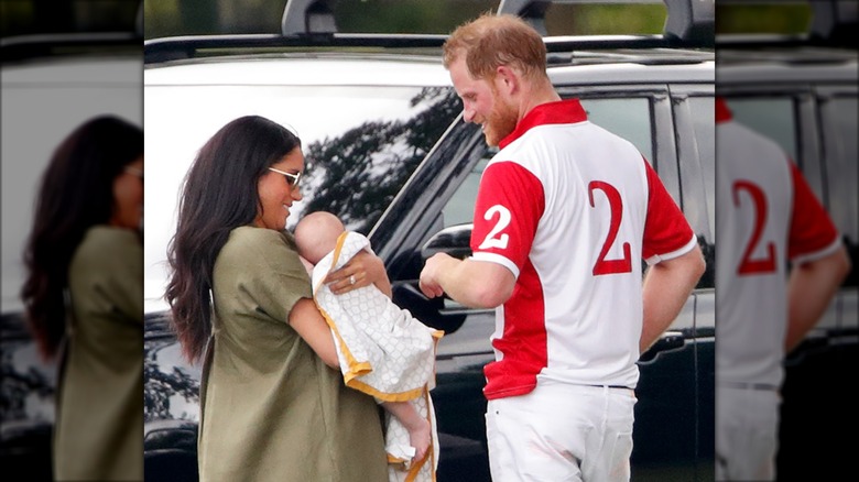 Meghan Markle and Prince Harry with Prince Archie at a polo event in 2019