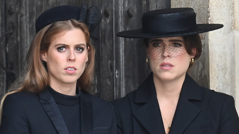 Princess Beatrice and Princess Eugenie at the queen's funeral