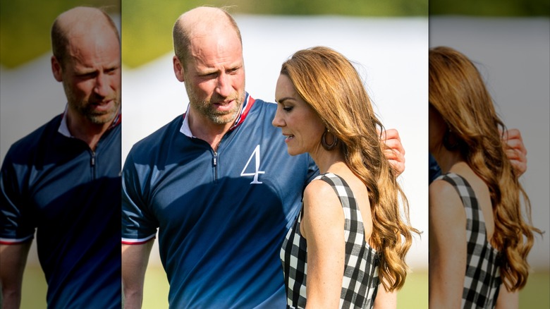 Prince William and Princess Catherine chatting on the polo field