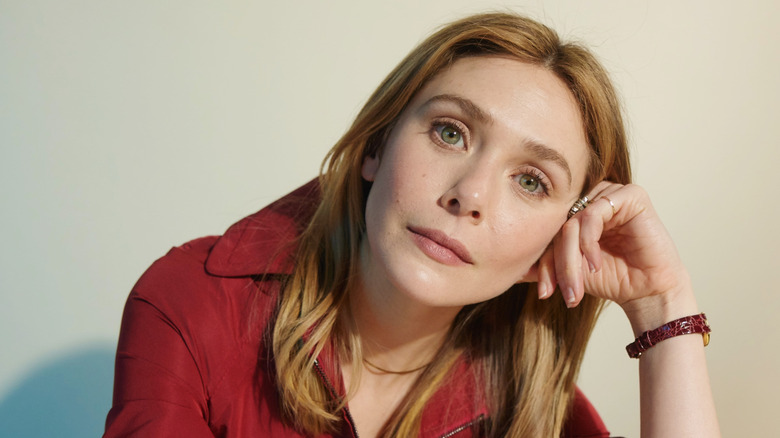 Elizabeth Olsen wearing red