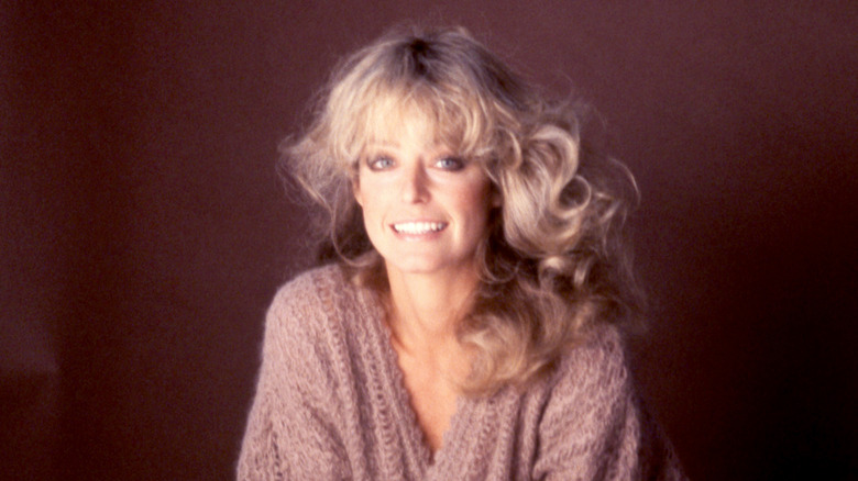 Portrait of Farrah Fawcett smiling in the 1970s