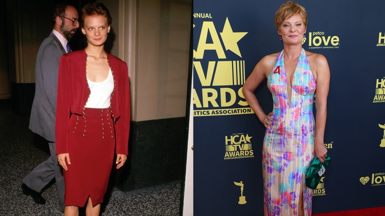 Martha Plimpton pictured on the left in the 1980s and on the right in 2022