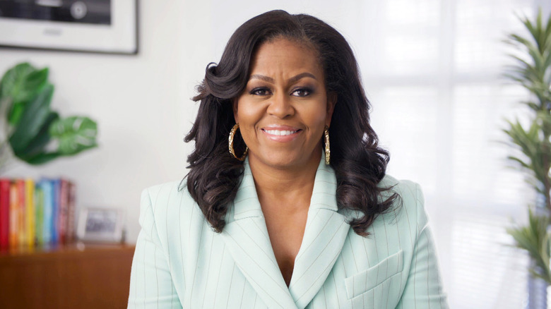 Michelle Obama speaking over virtual meeting