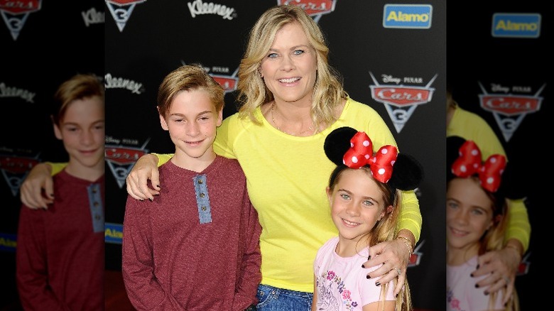 Alison Sweeney poses for a photo with her children. 