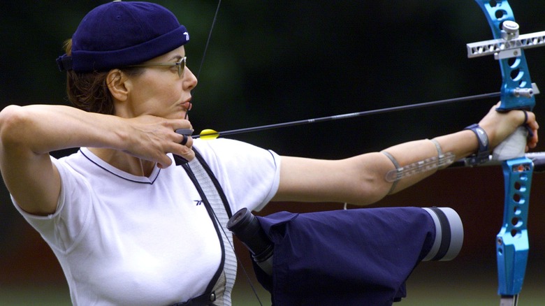 Davis taking aim in archery
