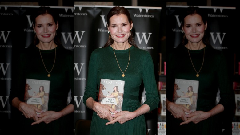 Geena Davis holding her memoir