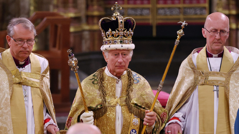 King Charles wearing crown during coronated
