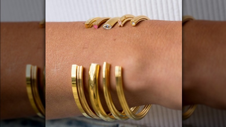 Wrist with Stella Vale bangles on