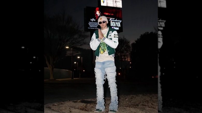 The Backpack Kid (Russell Horning) posing in Atlanta, Georgia in 2025