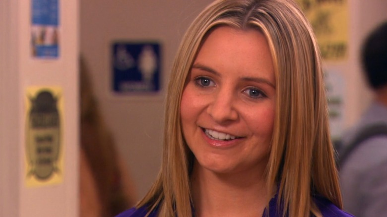 Beverley Mitchell in a school hallway acting on The Secret Life of the American Teenager
