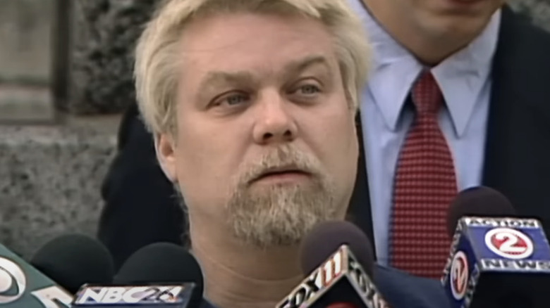 Steven Avery talking to press.
