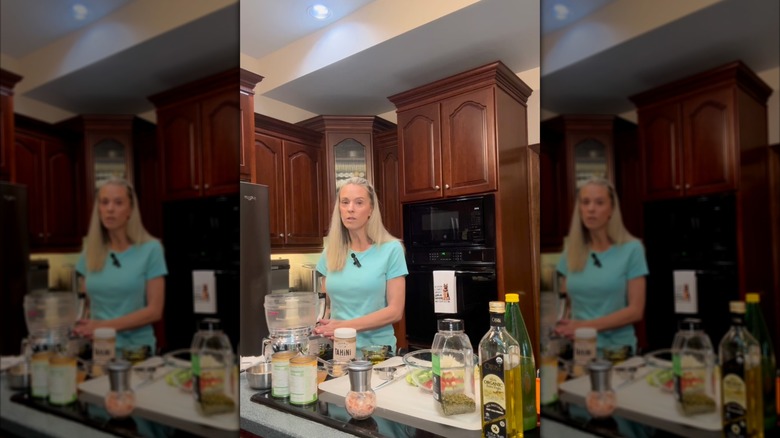 Kate Gosselin cooking in her kitchen