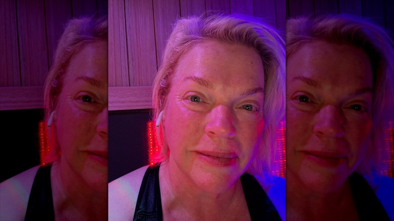 Janelle Brown selfie in a sauna