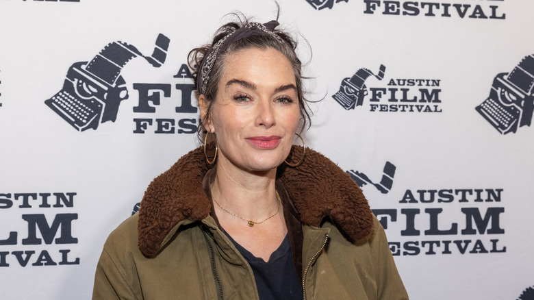 Lena Headey posing in front of a white background promoting the 2023 Austin Film Festival