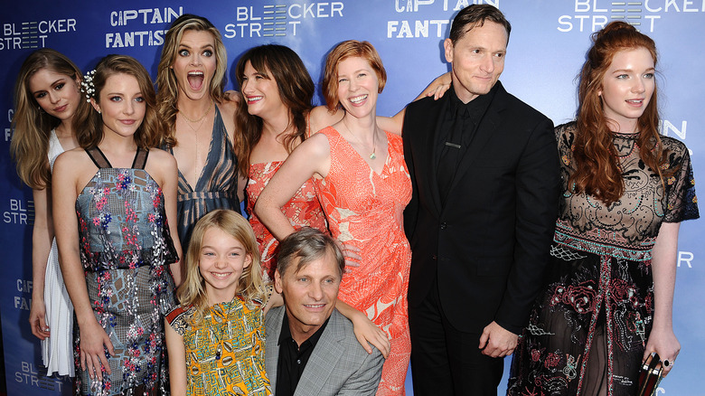 Missi Pyle with the cast and director of Captain Fantastic at the premeire