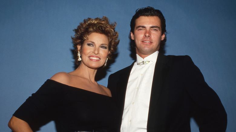 Raquel Welch and son Damon Welch at the 39th Annual Primetime Emmy Awards on September 20, 1987 at Pasadena Civic Auditorium in Pasadena, California