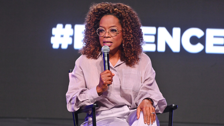 Oprah Winfrey with microphone