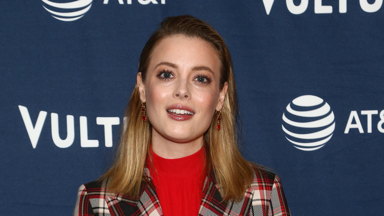 Gillian Jacobs posing at an event at the Roosevelt Hotel