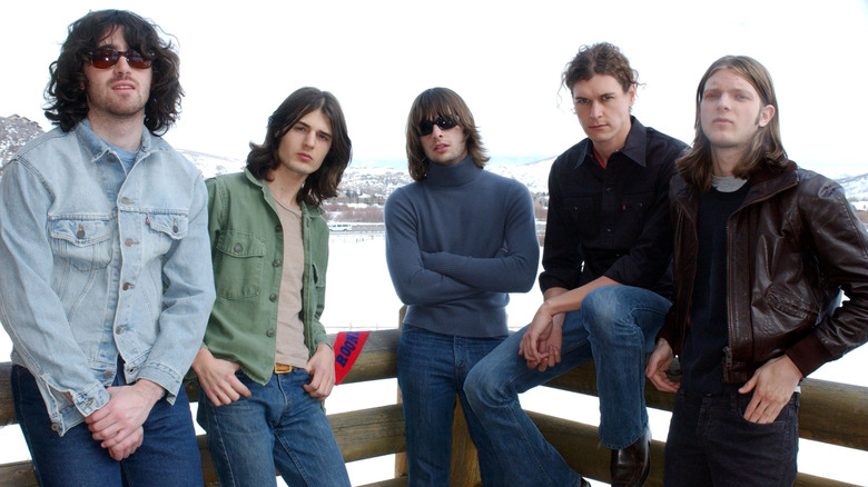 The band Rooney posing in 2004 in Utah, with Robert Schwartzman in the center.
