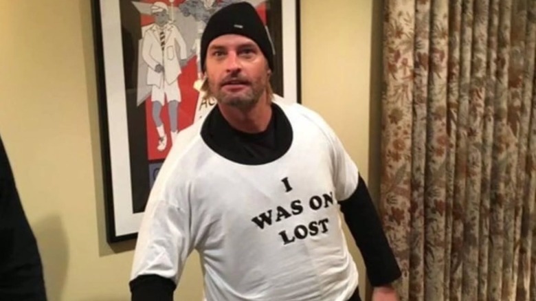 Josh Holloway wearing a shirt that reads I Was on Lost