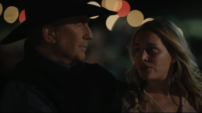 Kevin Costner and Piper Perabo in a scene from Yellowstone
