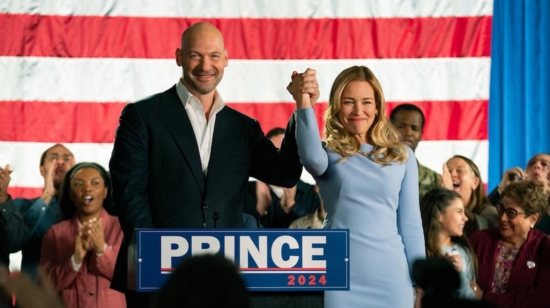 Corey Stoll and Piper Perabo in a scene from Billions