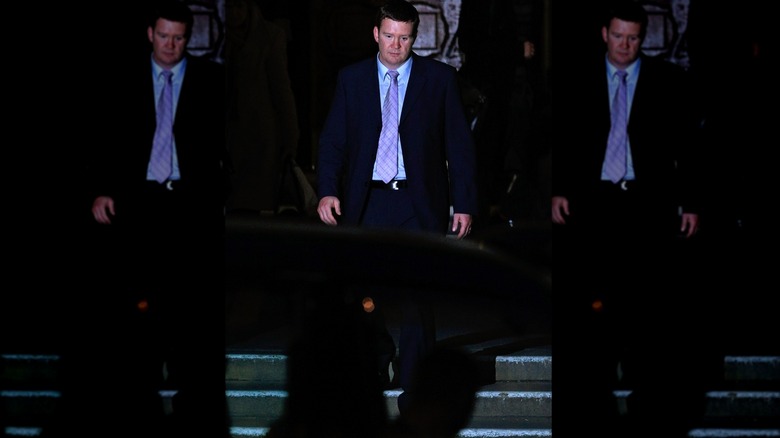 Trevor Rees-Jones exiting the Princess Diana inquest in 2008.