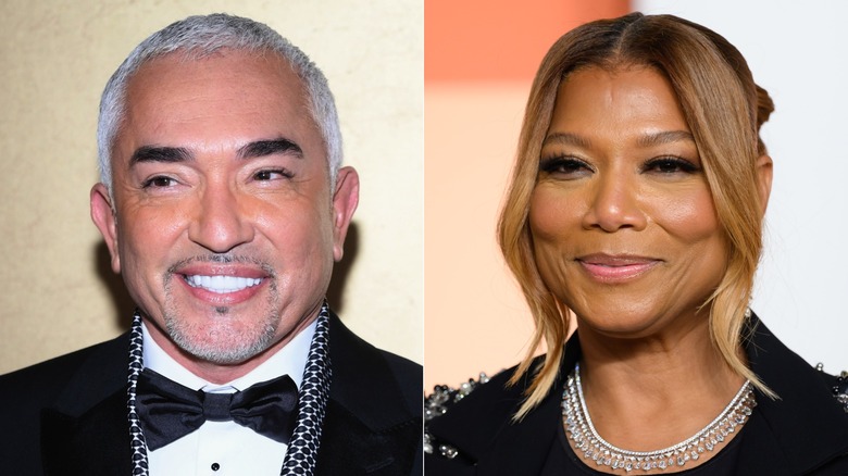 A split image of Cesar Millan and Queen Latifah