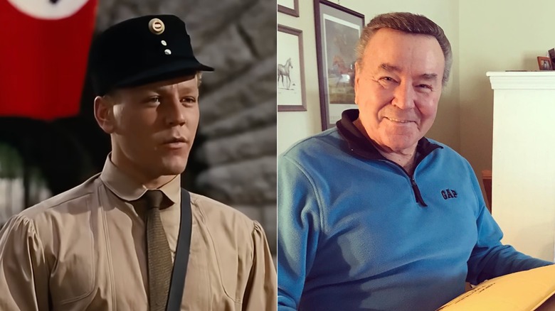 Split image of Daniel Truhitte playing Rolfe in 'The Sound of Music' and smiling in later years.