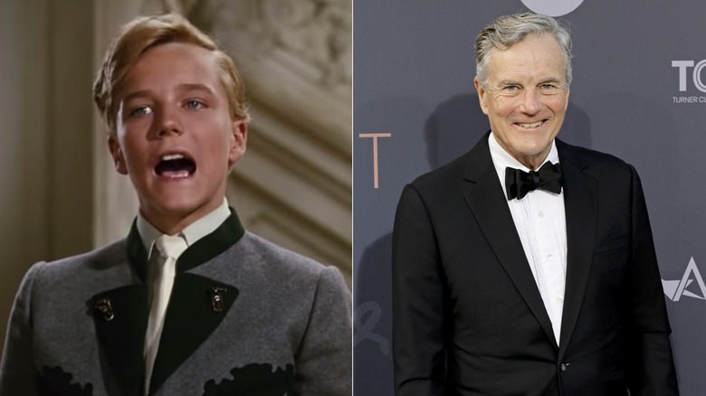 Split image of Nicholas Hammond playing Friedrich von Trapp in The Sound of Music and smiling in later years.