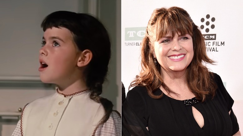 Split image of Debbie Turner playing Marta von Trapp and smiling in later years.