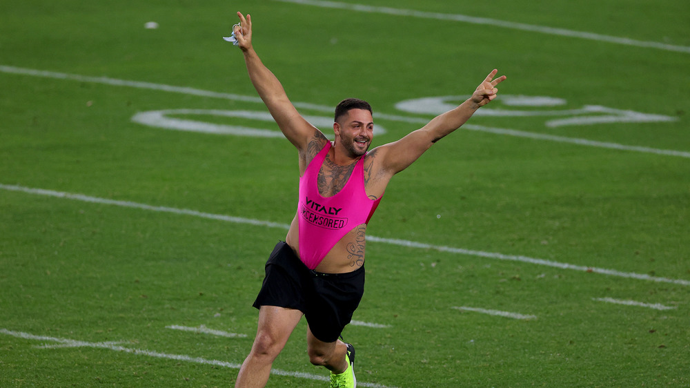 Fan running on the field at Super Bowl LV