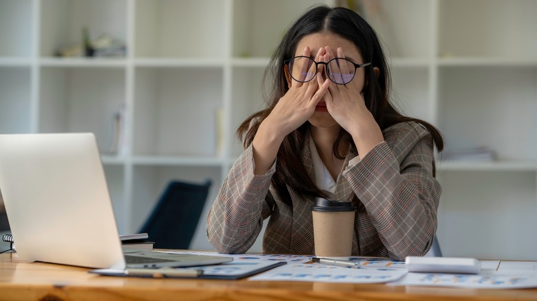 stressed woman at work