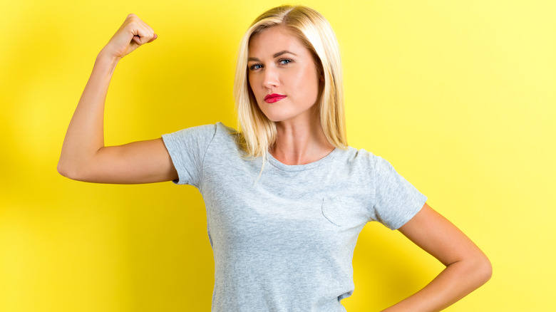 woman flexing