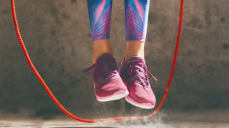 Woman using jump rope