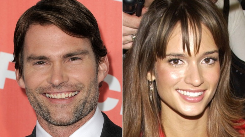 Split image of Seann William Scott and Lindsay Frimodt,