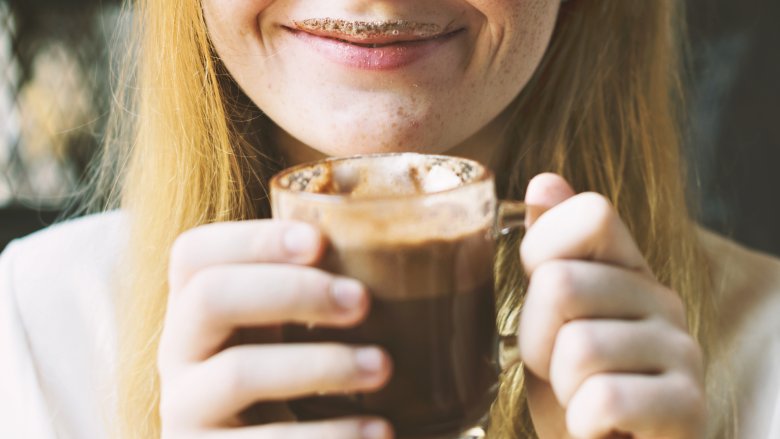 woman drinking hot chocolate