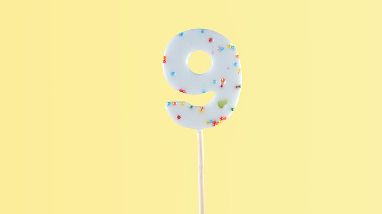 Glittery 9 on a stick