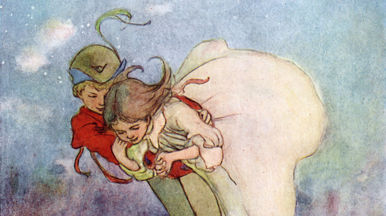 Peter Pan and Wendy flying illustration