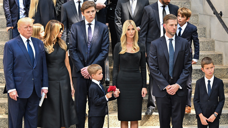 Trump family at the funeral of Melania's mother Amalija Knav