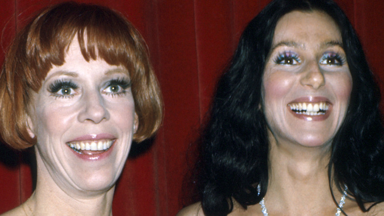 Cher and Carol Burnett smiling 