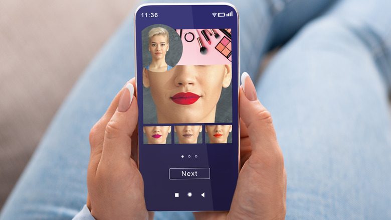 woman using makeup app