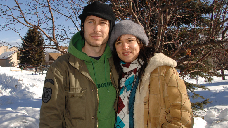 Juliette Lewis and Steve Berra in snow