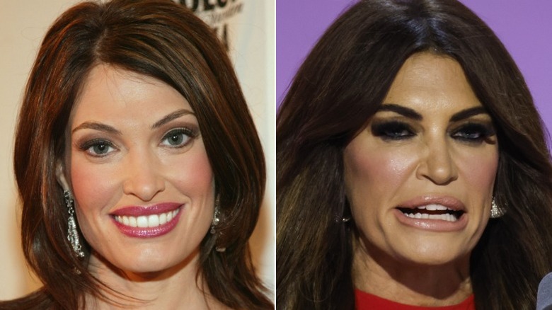 Split image of Kimberly Guilfoyle from the early 2000s and Kimberly Guilfoyle from 2020