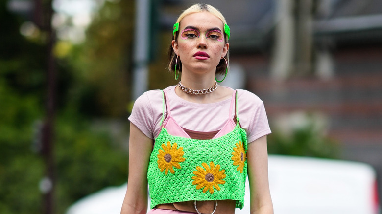 Model with hair clips