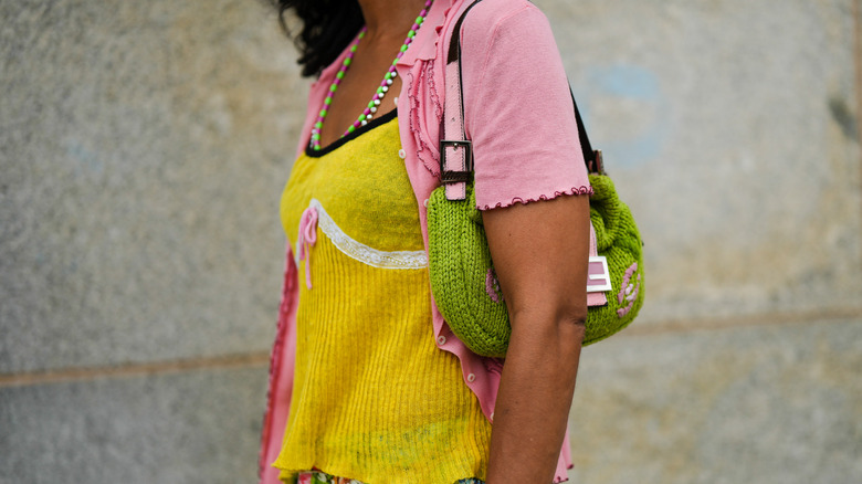 Woman in kidcore outfit